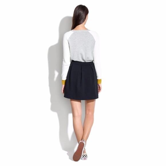 Madewell Y2K Bistro Texture Striped A-Line Pleated Mini Skirt sz 12 Large - Picture 3 of 11